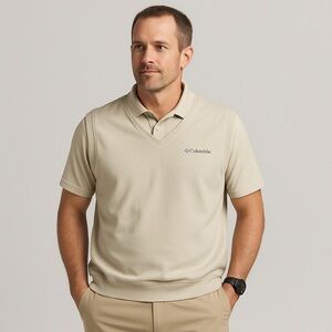 Columbia Titanium Men’s XL Golf Vest – Beige Windproof Pullover